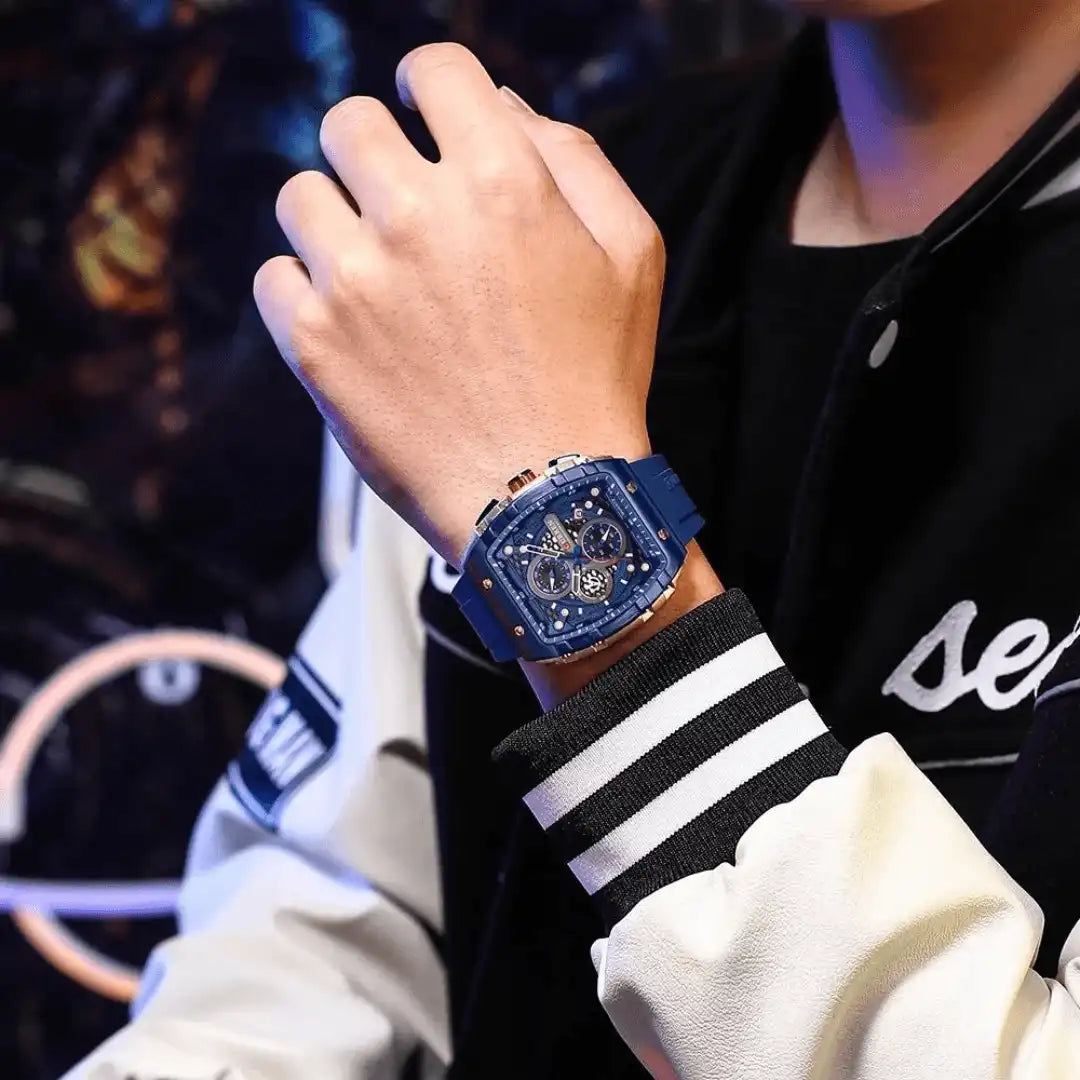 Reloj Curren 8443 Cronógrafo En Resina Para Hombre Azul