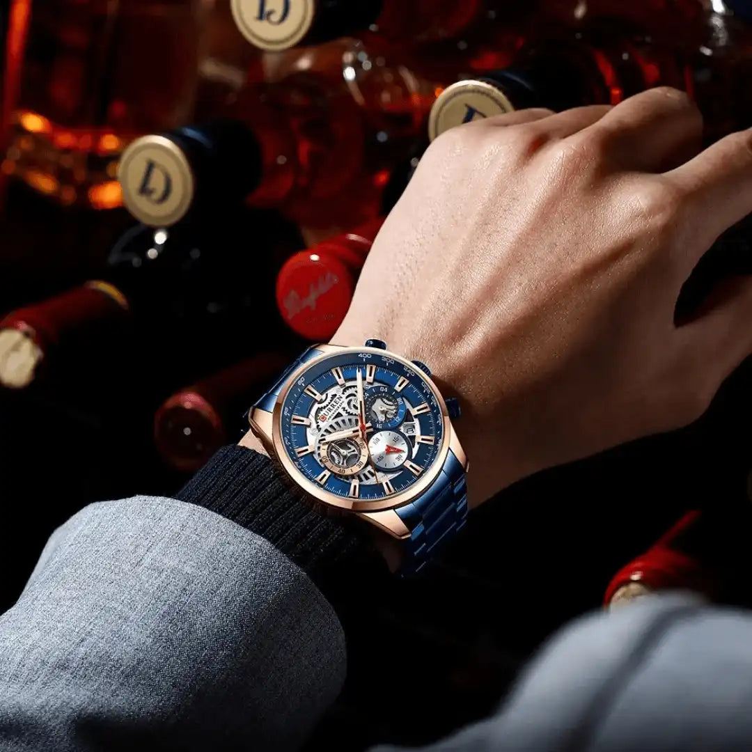 Reloj Curren 8391 Cronógrafo En Acero Azul Para Hombre