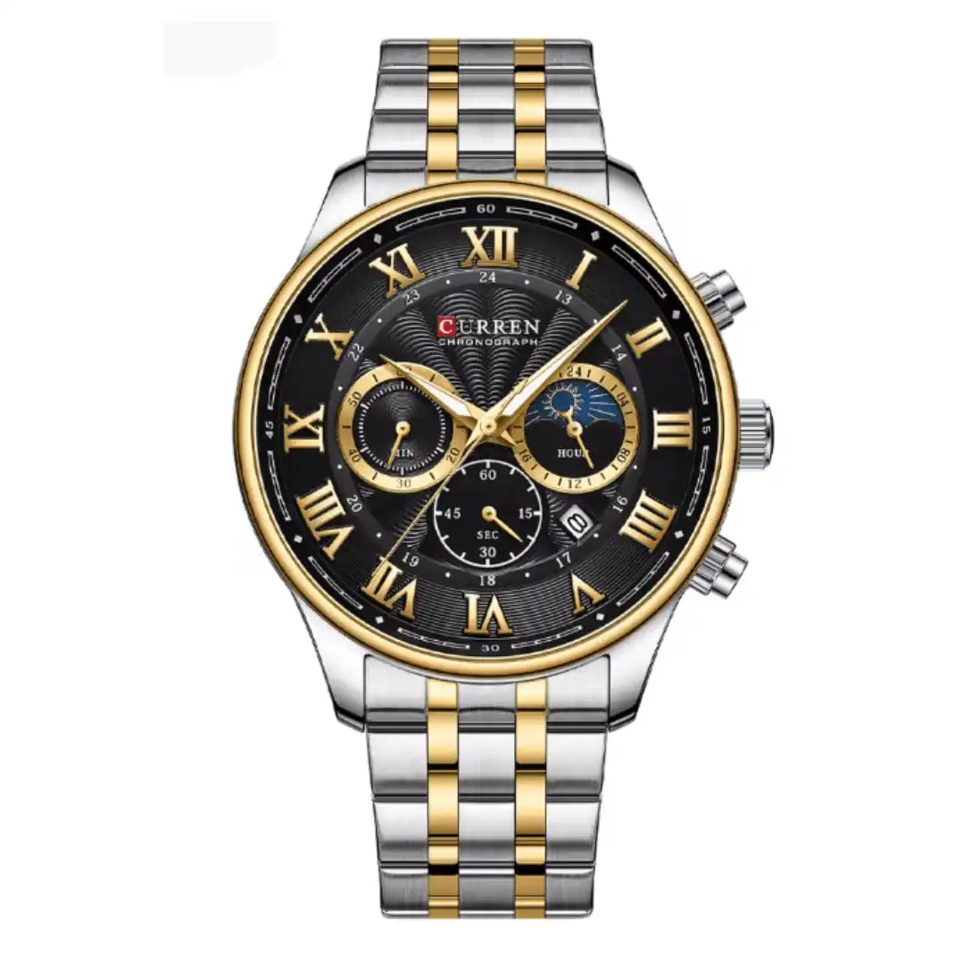 Reloj Curren 8427 Cronógrafo En Acero Para Hombre Plateado - Dorado