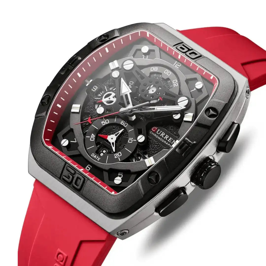 Reloj Curren 8443 Cronógrafo En Resina Para Hombre Rojo