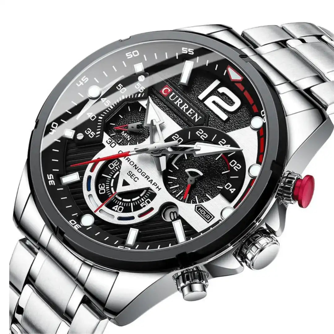 Reloj Curren 8395 Cronógrafo En Acero Para Hombre Plateado