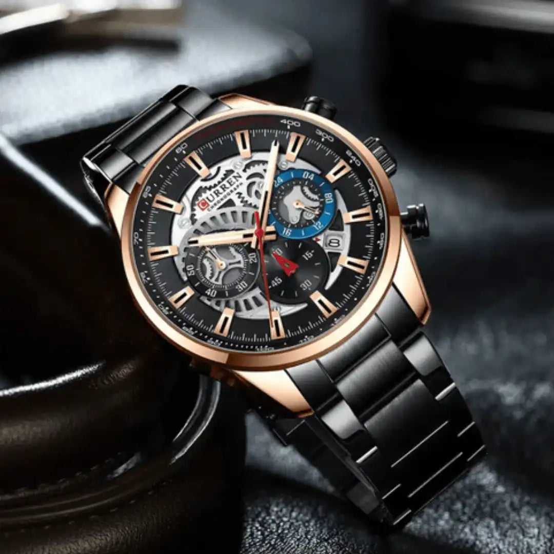 Reloj Curren 8391 Cronógrafo En Acero Negro Para Hombre