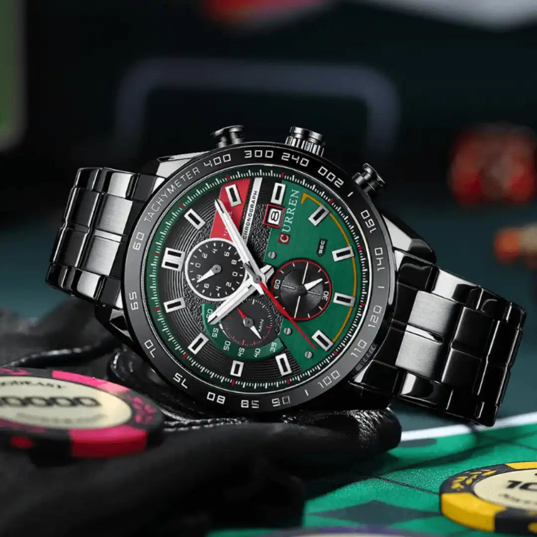 Reloj Curren 8410 Cronógrafo En Acero Para Hombre Negro