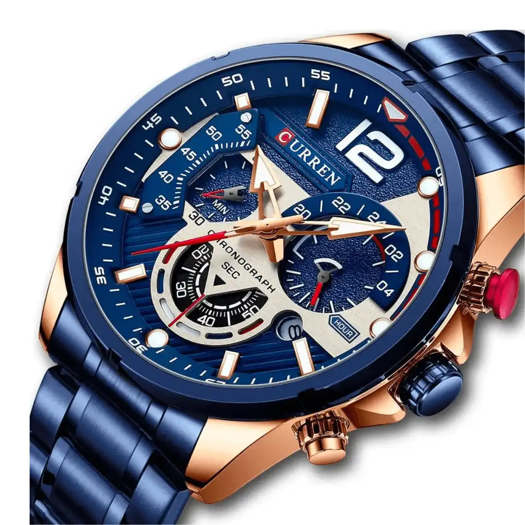 Reloj Curren 8395 Cronógrafo En Acero Para Hombre Azul