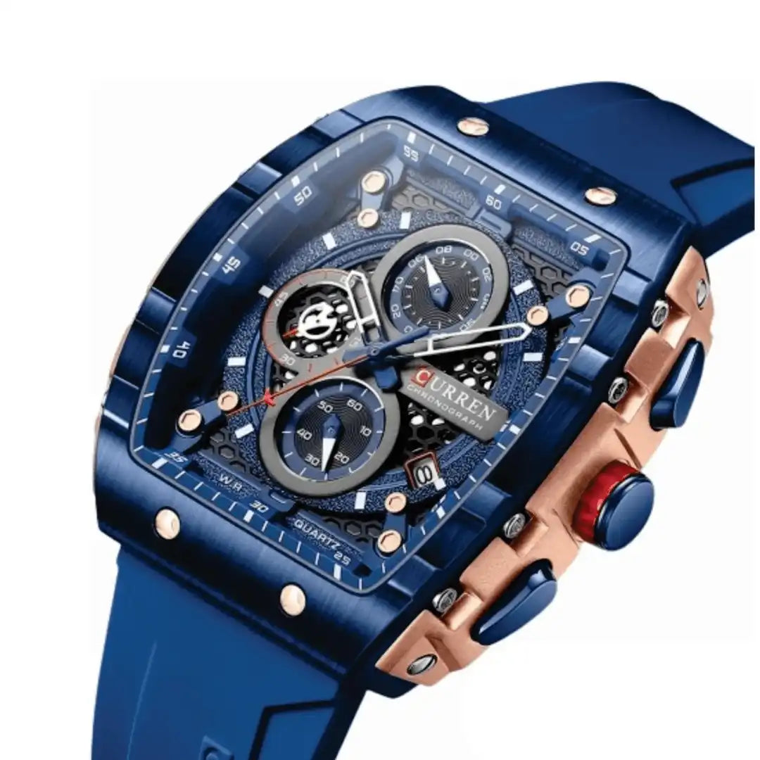 Reloj Curren 8443 Cronógrafo En Resina Para Hombre Azul