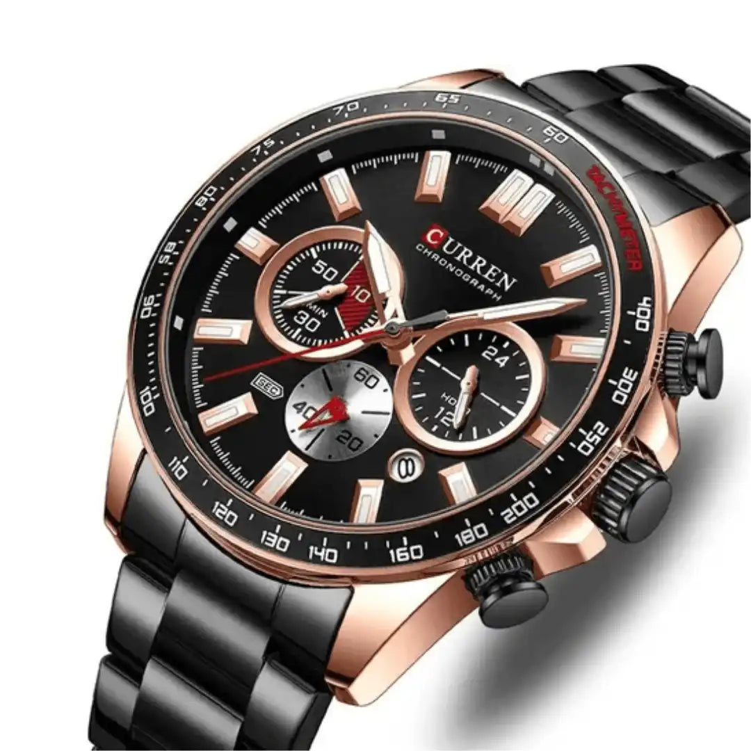 Reloj Curren 8418 Cronógrafo En Acero Para Hombre Negro