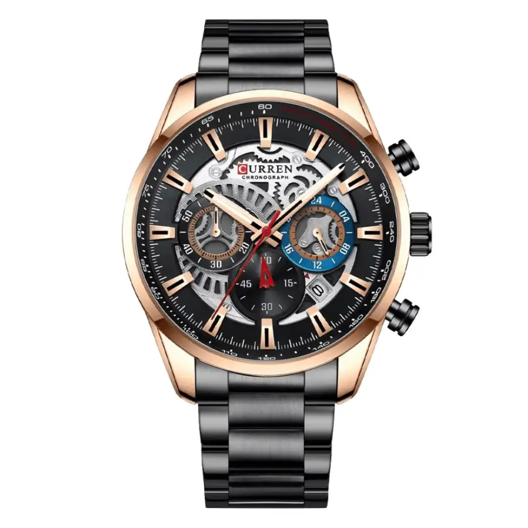 Reloj Curren 8391 Cronógrafo En Acero Negro Para Hombre