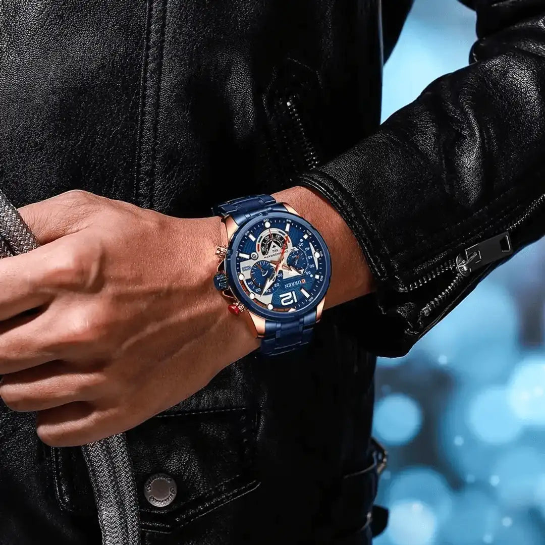 Reloj Curren 8395 Cronógrafo En Acero Para Hombre Azul