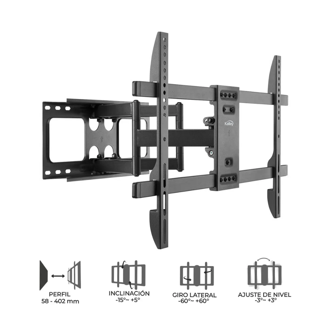 Soporte KALLEY Escualizable Doble Brazo Flexible K-BF3780 para televisores 37” y 80”