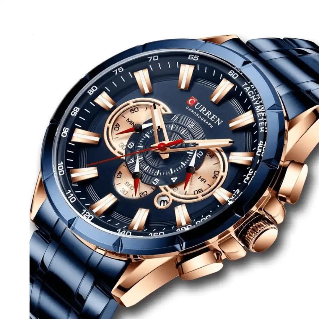 Reloj Curren 8363 Cronógrafo En Acero Para Hombre Azul