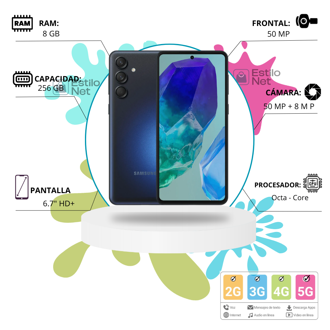 Celular Samsung Galaxy M55 5G de 8+256GB Negro