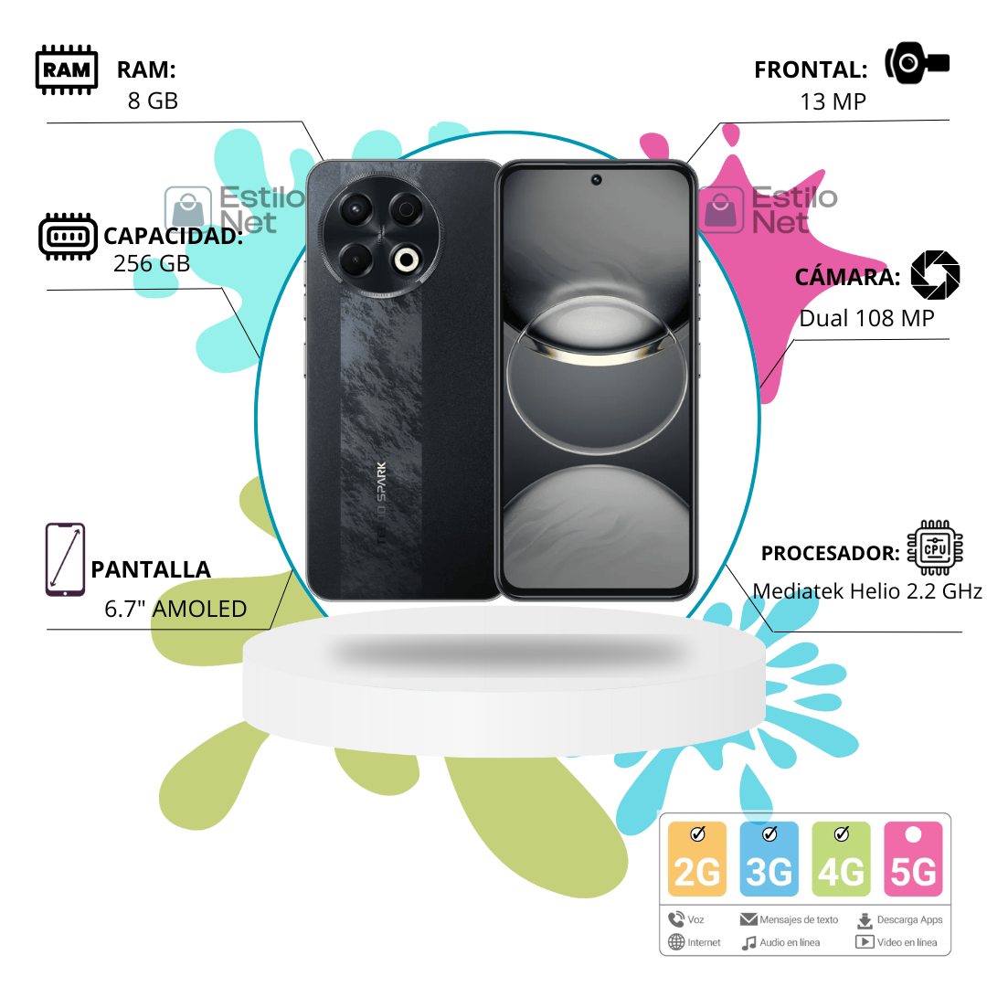 Celular Tecno Spark 30 Pro 8+256GB Obsidian Edge