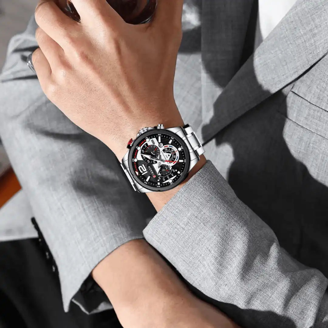 Reloj Curren 8395 Cronógrafo En Acero Para Hombre Plateado