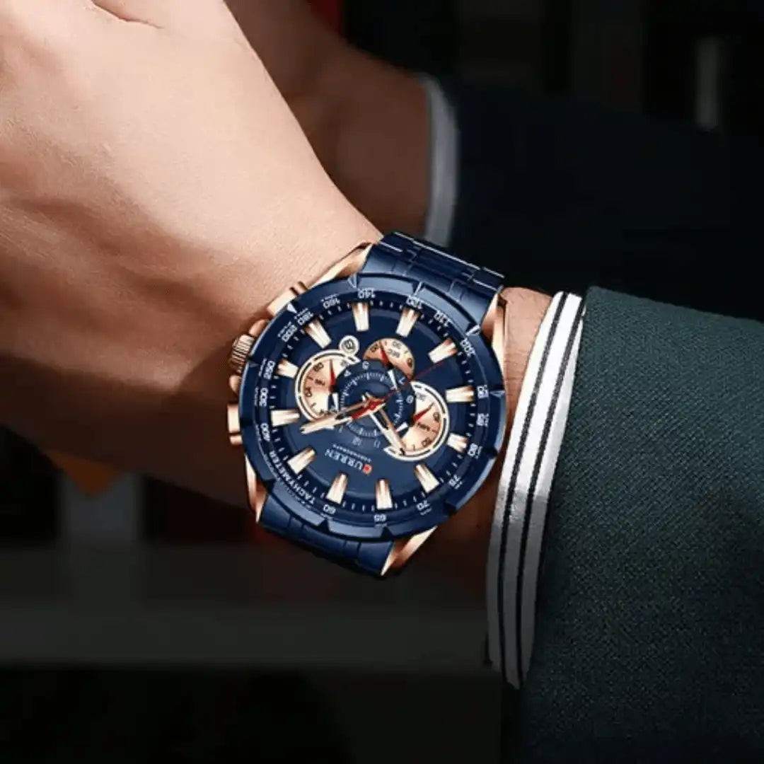 Reloj Curren 8363 Cronógrafo En Acero Para Hombre Azul