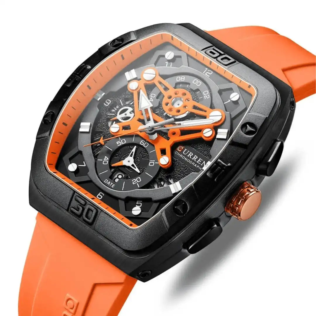 Reloj Curren 8443 Cronógrafo En Resina Para Hombre Naranja