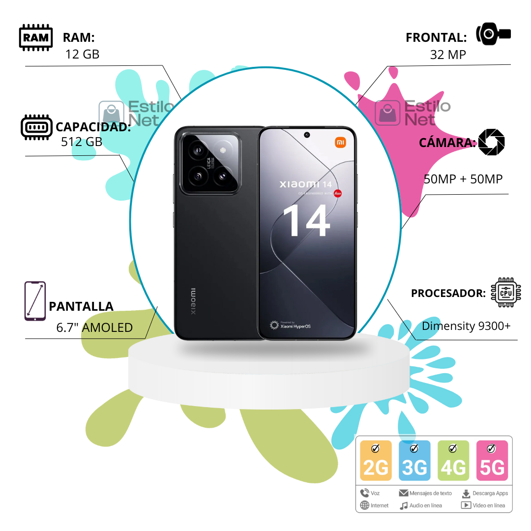 Celular Xiaomi Note 14 5G 512GB 12 RAM Negro
