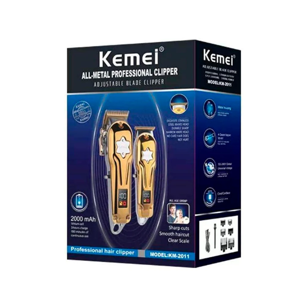 Combo Peluquera + Patillera Metalica Led Kemei Original Km2011