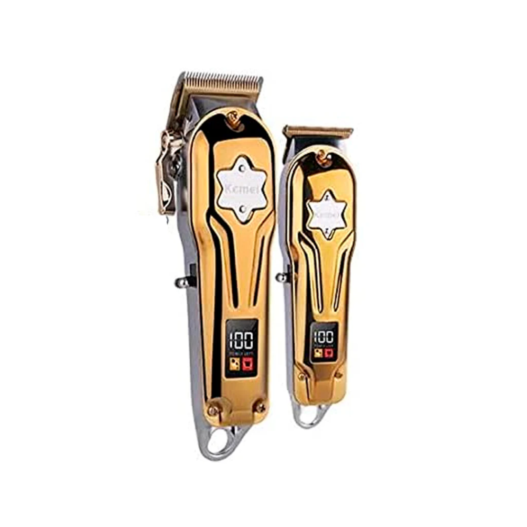 Combo Peluquera + Patillera Metalica Led Kemei Original Km2011