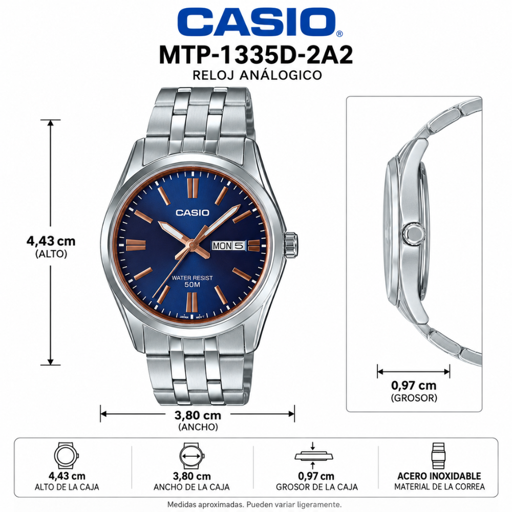 Reloj Casio MTP-1335D-2A2 en Acero para Hombre
