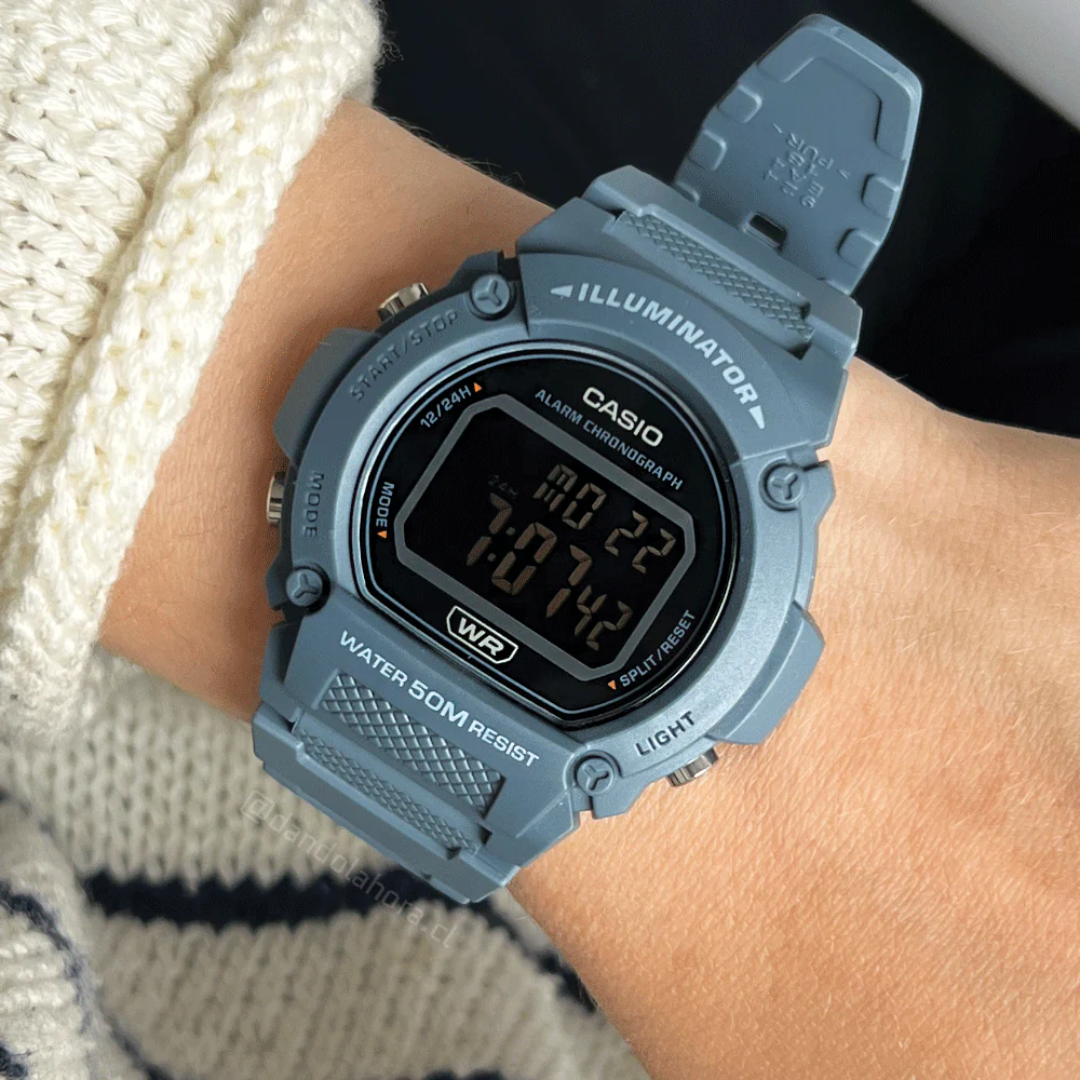 Reloj Casio w-219hc-2bvdf Original Digital Deportivo Unisex - Gris
