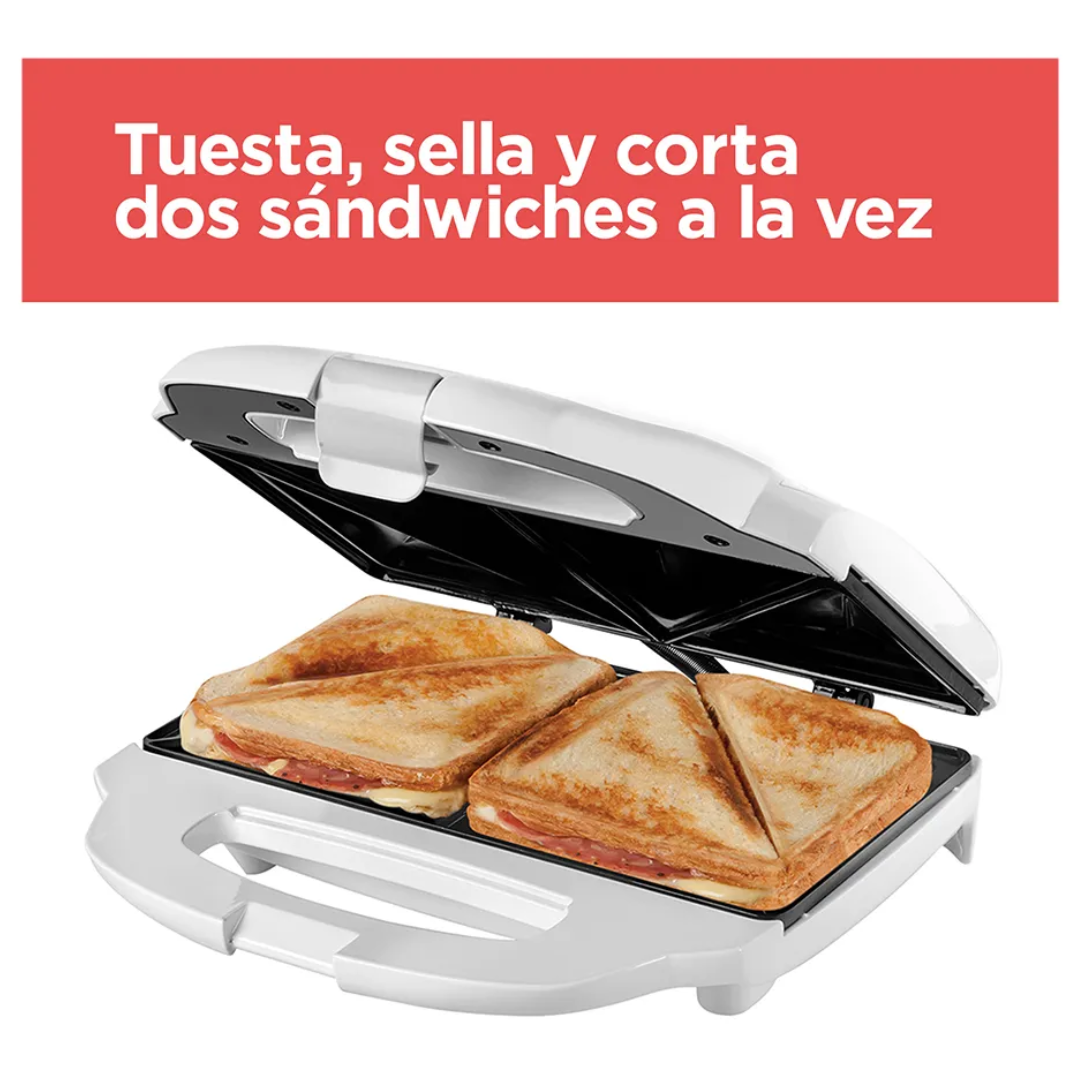 Sandwichera Black+Decker 2 Porciones a la vez Tuesta, sella y corta SM1000W