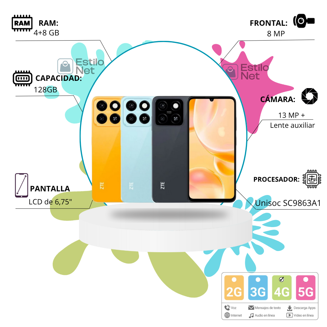 Celular ZTE A55 128 GB 4+8 RAM