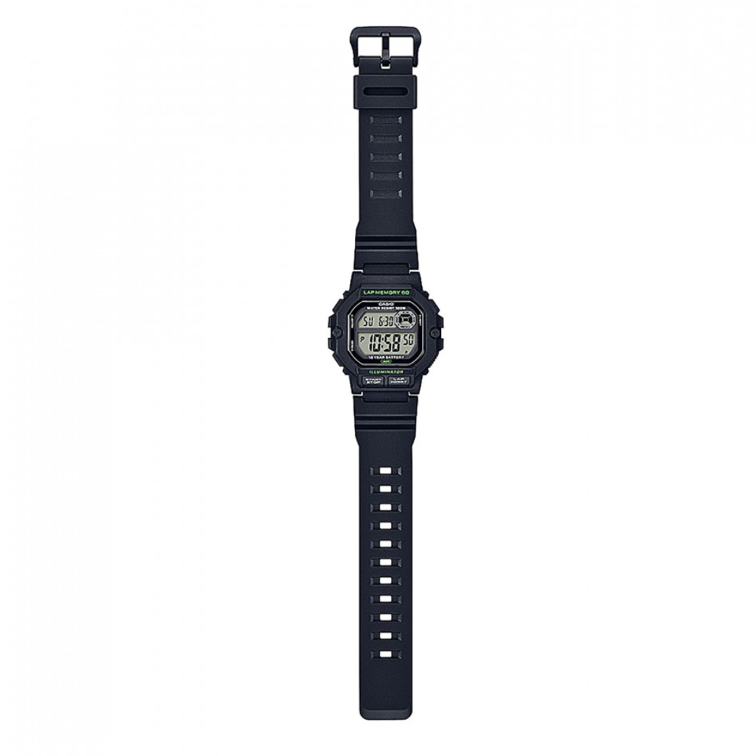 Reloj Casio ws-1400h-1avdf Resina Negra - Detalles Verdes