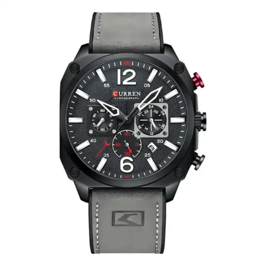 Reloj Curren 8398 Cronógrafo En Cuero Para Hombre Gris