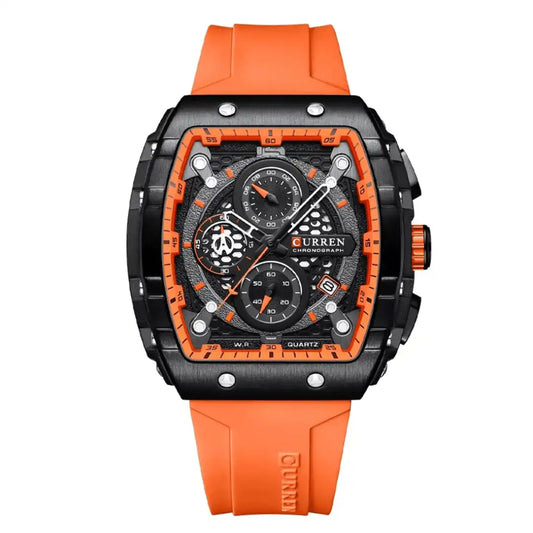 Reloj Curren 8443 Cronógrafo En Resina Para Hombre Naranja