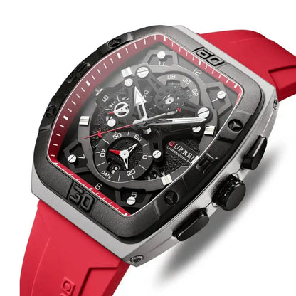 Reloj Curren 8443 Cronógrafo En Resina Para Hombre Rojo