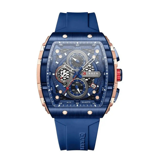 Reloj Curren 8443 Cronógrafo En Resina Para Hombre Azul