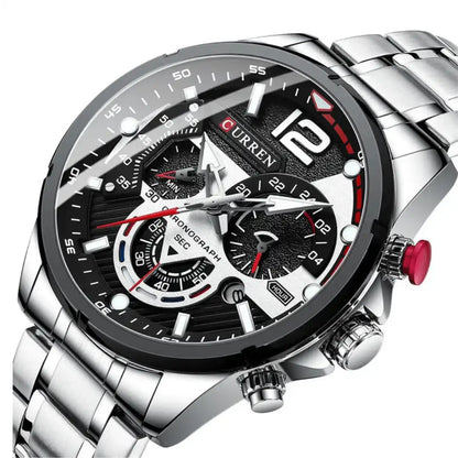 Reloj Curren 8395 Cronógrafo En Acero Para Hombre Plateado