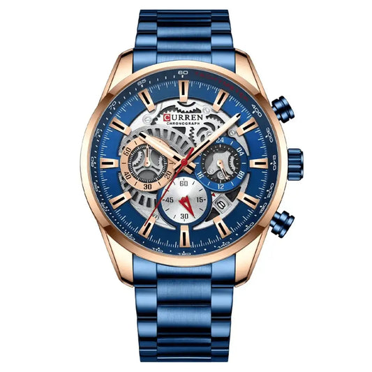 Reloj Curren 8391 Cronógrafo En Acero Azul Para Hombre
