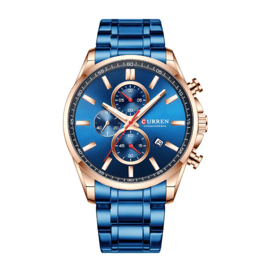 Reloj Curren 8368 Cronógrafo En Acero Azul Para Hombre