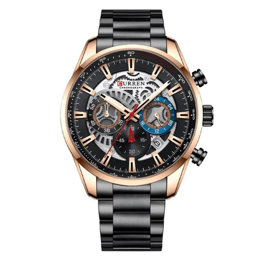 Reloj Curren 8391 Cronógrafo En Acero Negro Para Hombre