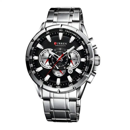 Reloj Curren 8363 Cronógrafo Para Hombre Plateado - Negro