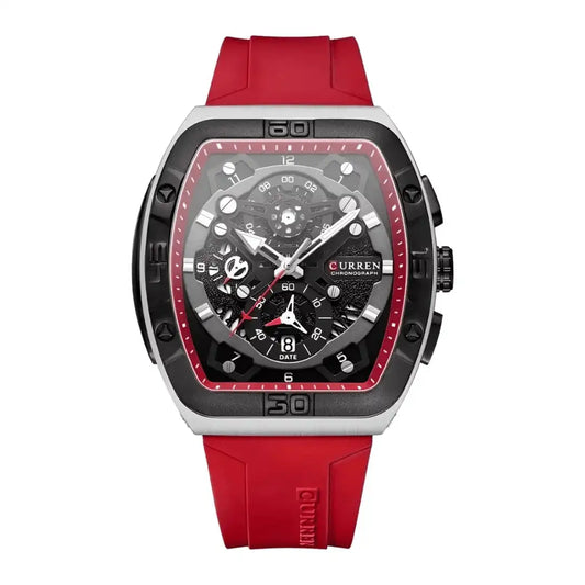 Reloj Curren 8443 Cronógrafo En Resina Para Hombre Rojo