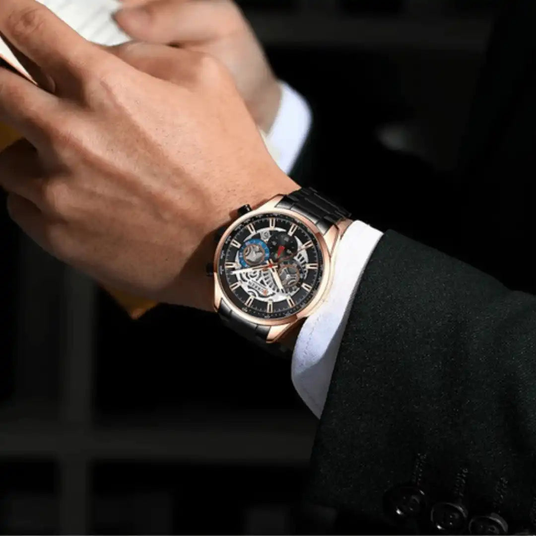 Reloj Curren 8391 Cronógrafo En Acero Negro Para Hombre