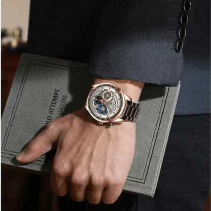 Reloj Curren 8391 Cronógrafo En Acero Marron Para Hombre