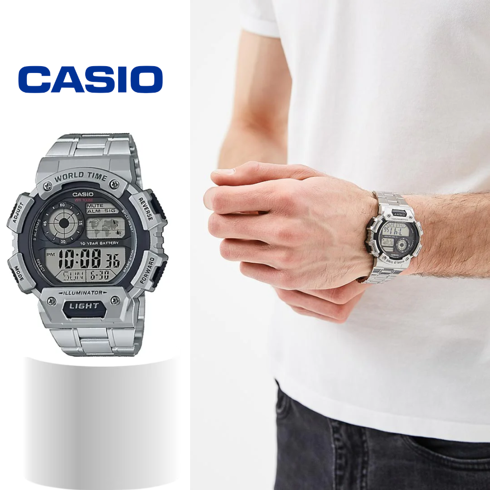 Reloj Casio AE-1400WHD-1A Plateado Para Caballero