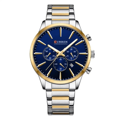Reloj Curren 8435 Cronógrafo En Acero Para Hombre Plateado - Azul