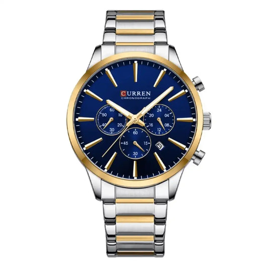 Reloj Curren 8435 Cronógrafo En Acero Para Hombre Plateado - Azul