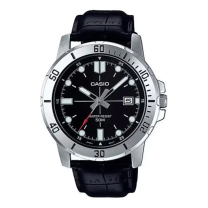 Reloj Casio MTP-VD01L-1E En Cuero Negro Para Hombre