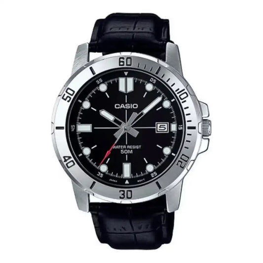 Reloj Casio MTP-VD01L-1E En Cuero Negro Para Hombre