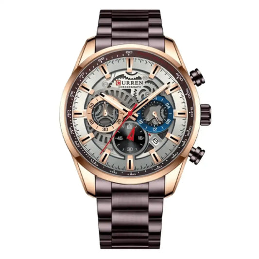 Reloj Curren 8391 Cronógrafo En Acero Marron Para Hombre