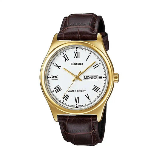 Reloj Casio MTP-V006GL-7B En Cuero Marron Para Hombre