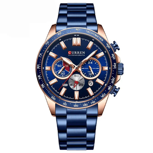 Reloj Curren 8418 Cronógrafo En Acero Para Hombre Azul