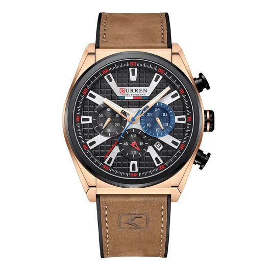 Reloj Curren 8392 Cronógrafo En Cuero Para Hombre Marron