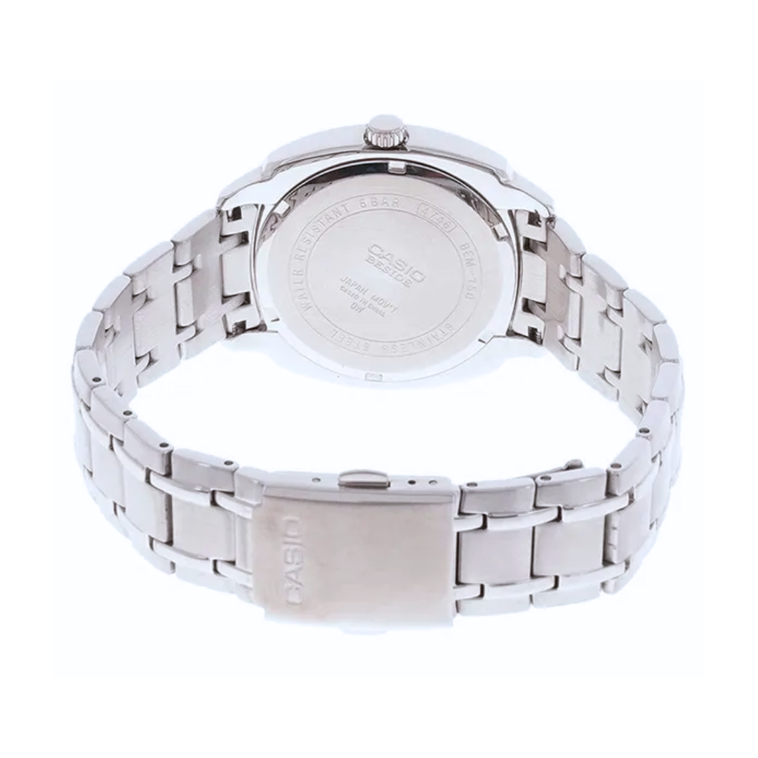 Reloj Casio BEM-150D-1A Plateado-Negro Para Caballero