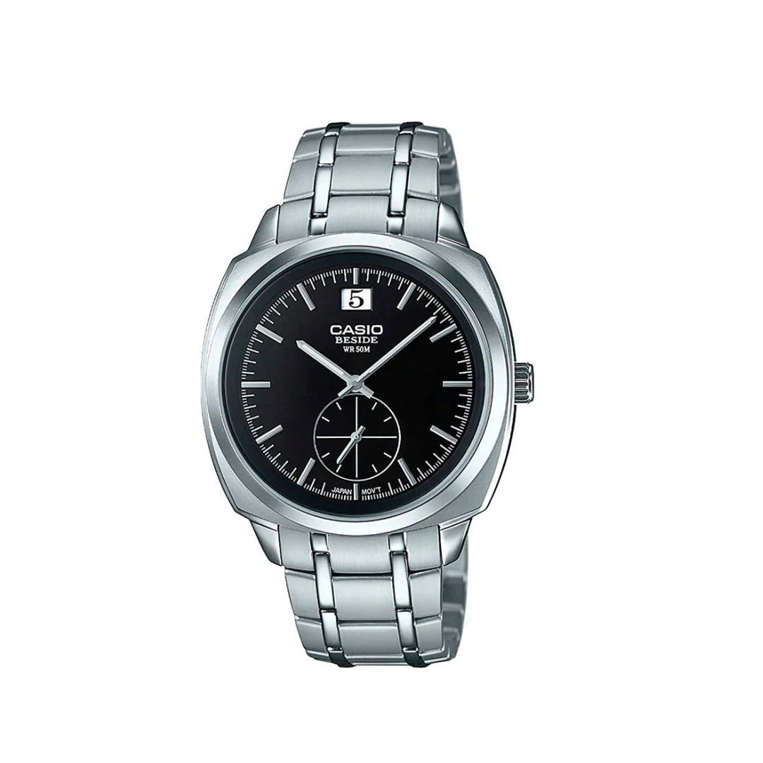 Reloj Casio BEM-150D-1A Plateado-Negro Para Caballero